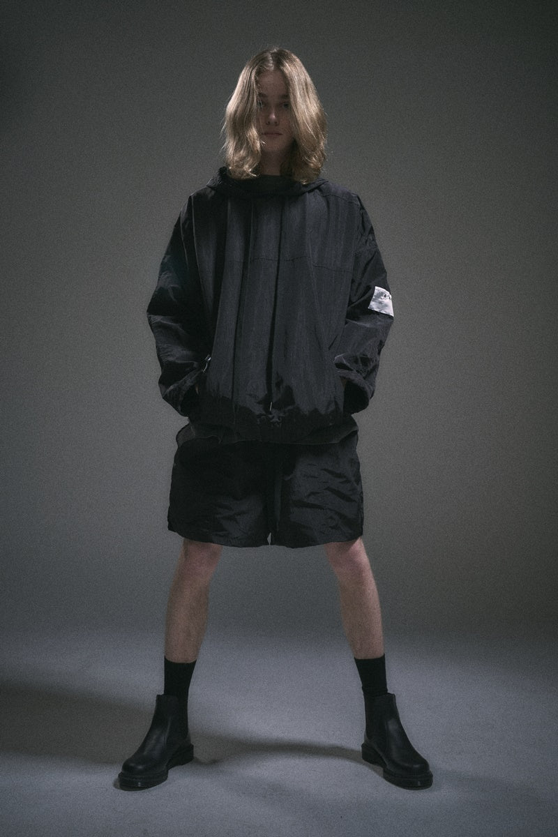 オベルー(OVERR) 20SS NYLON WASHER BLACK HOODIE