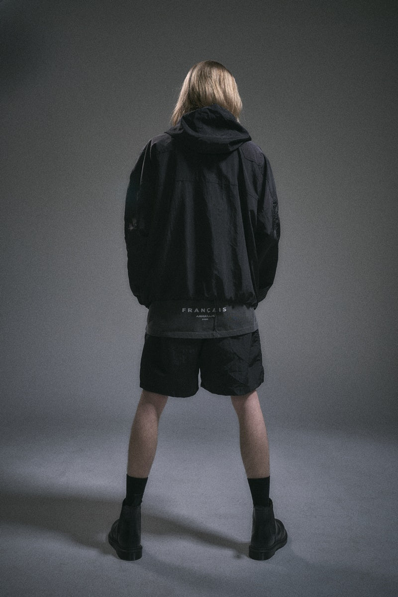 オベルー(OVERR) 20SS NYLON WASHER BLACK HOODIE