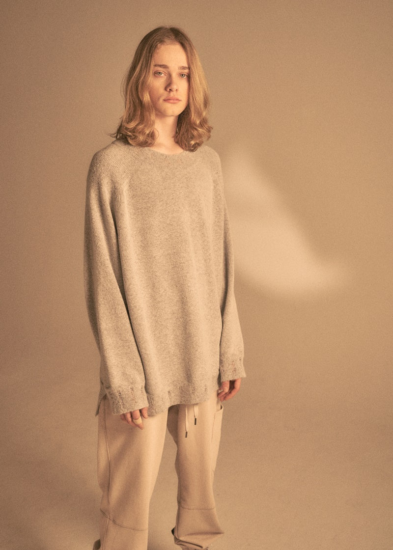 オベルー(OVERR) 20SS DEMAGE DETAIL GRAY KNIT