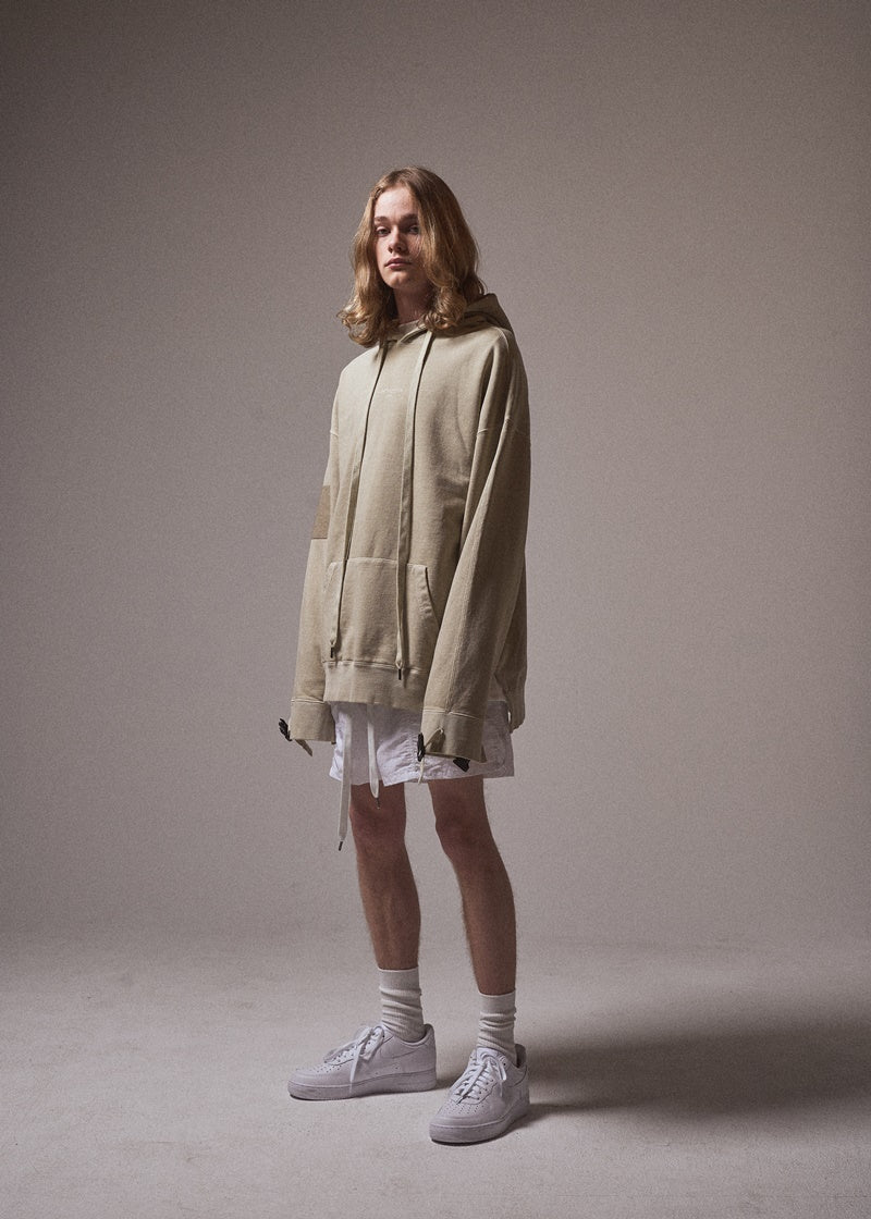 オベルー(OVERR) 20SS VELCRO PIGMENT LIGHTBEIGE HOODIE