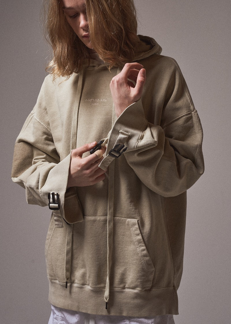 オベルー(OVERR) 20SS VELCRO PIGMENT LIGHTBEIGE HOODIE