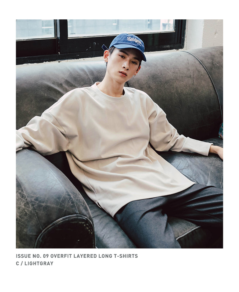 JEMUT (ジェモッ) OVERFIT LAYERED LONG T-SHIRTS LIGHT GRAY KJLT2153