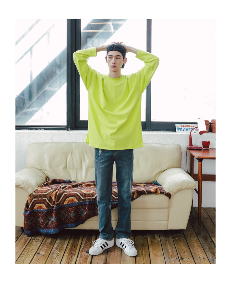 JEMUT (ジェモッ) OVERFIT LAYERED LONG T-SHIRTS LIME KJLT2153