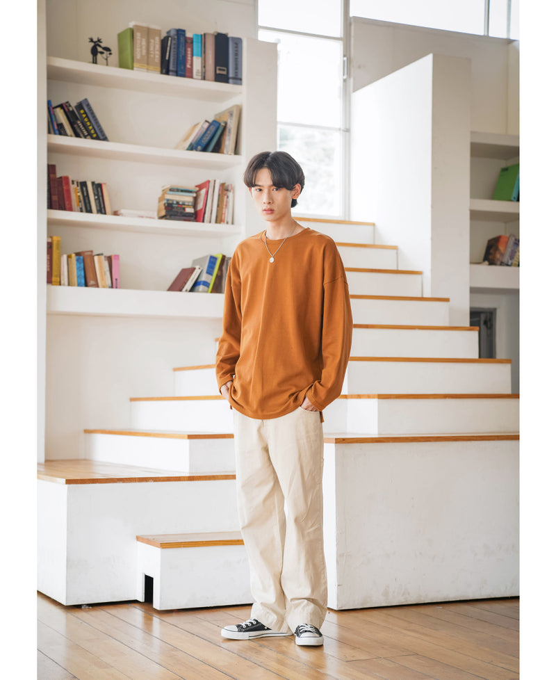 JEMUT (ジェモッ) OVERFIT LAYERED LONG T-SHIRTS BROWN KJLT2153