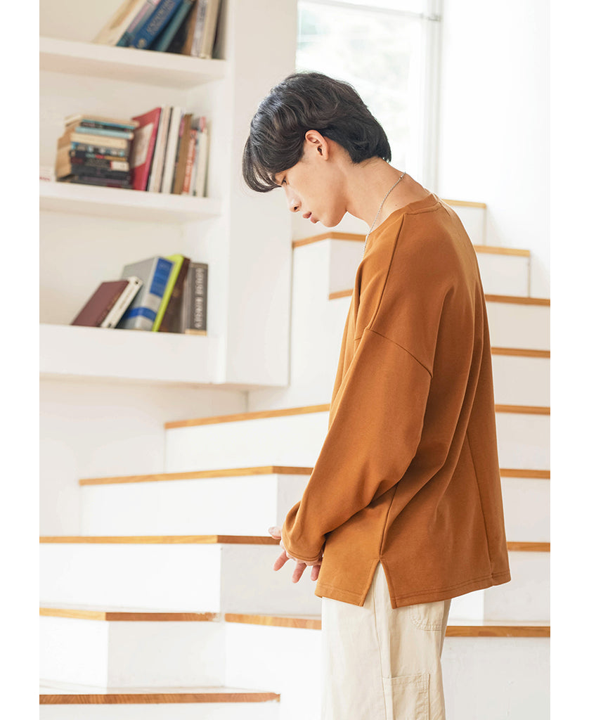 JEMUT (ジェモッ) OVERFIT LAYERED LONG T-SHIRTS BROWN KJLT2153