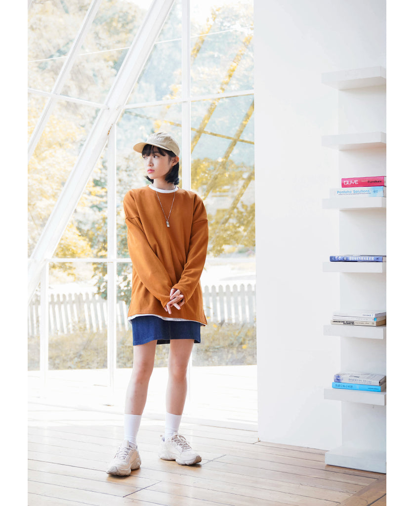 JEMUT (ジェモッ) OVERFIT LAYERED LONG T-SHIRTS BROWN KJLT2153
