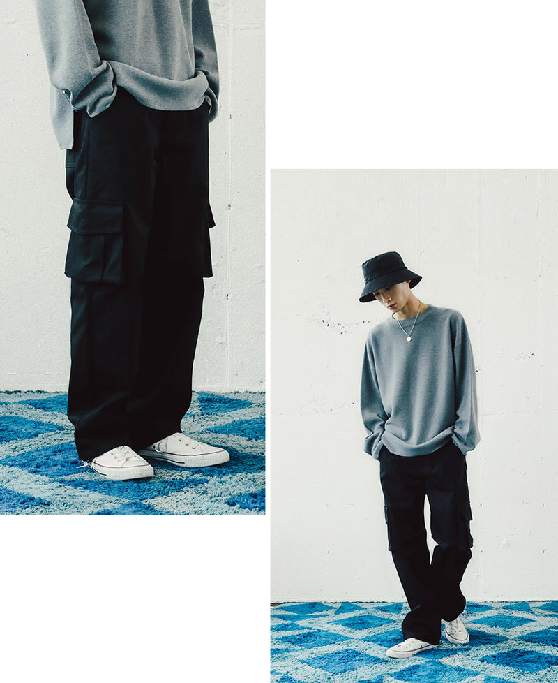 JEMUT (ジェモッ) YOUTH WIDE CARGO PANTS 4COLOR BLACK YHLP2159