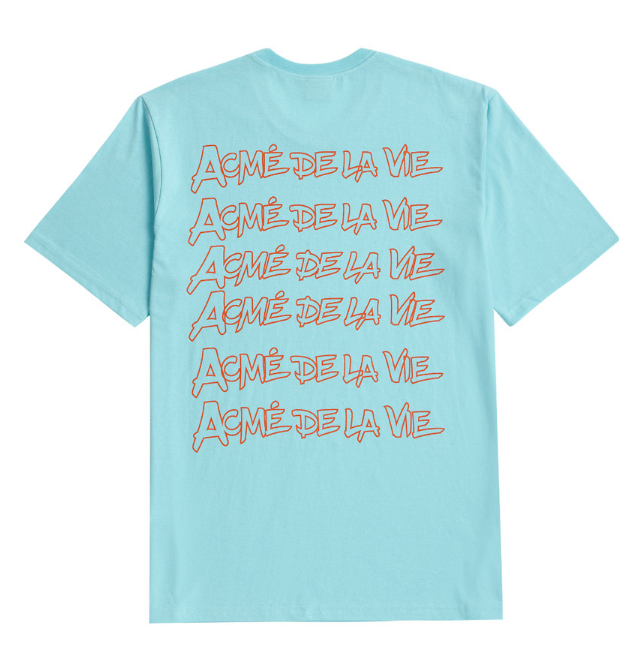 アクメドラビ(acme' de la vie) ADLV HANDWRITING SHORT SLEEVE T-SHIRT SKY BLUE