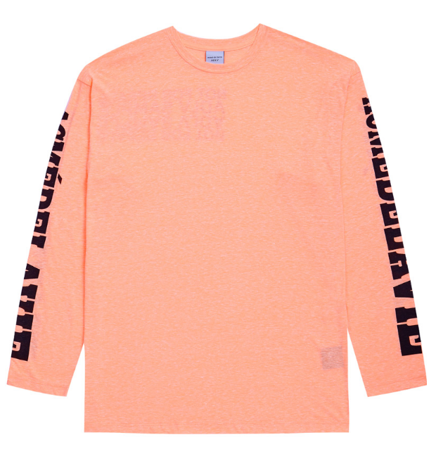 アクメドラビ(acme' de la vie) ADLV LONG SLEEVE T-SHIRT "NOR FOR RESALE" (ネオンオレンジ)