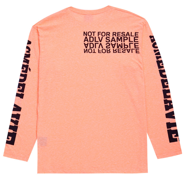 アクメドラビ(acme' de la vie) ADLV LONG SLEEVE T-SHIRT "NOR FOR RESALE" (ネオンオレンジ)