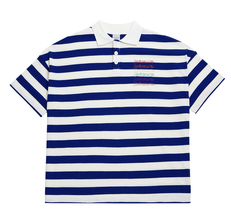 アクメドラビ(acme' de la vie) ADLV STRIPE PIQUE SHIRT (ブルー)