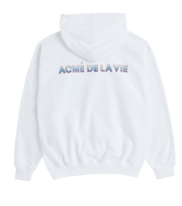 アクメドラビ(acme' de la vie) ADLV DIGITAL PRINTING HOODIE PURPLE PAINT WHITE