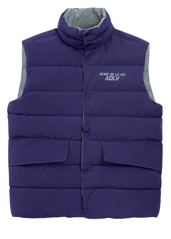 アクメドラビ(acme' de la vie) ADLV REVERSIBLE PADDING VEST PURPLE/GREY