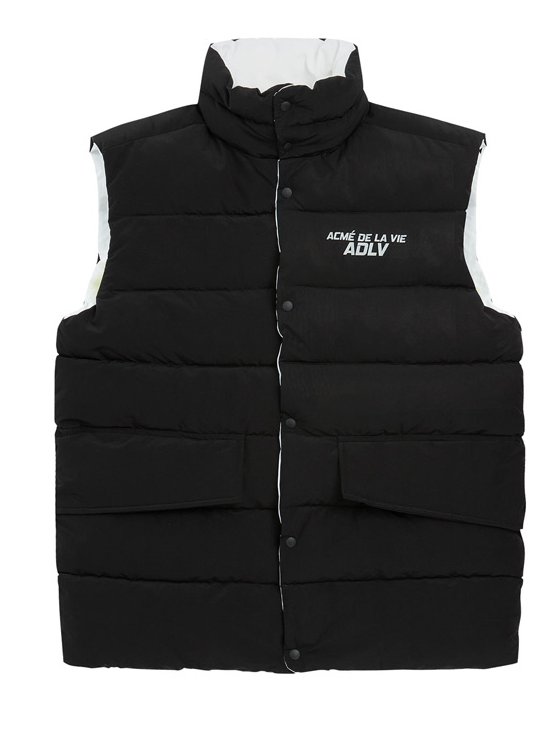 アクメドラビ(acme' de la vie) ADLV REVERSIBLE PADDING VEST BLACK/WHITE