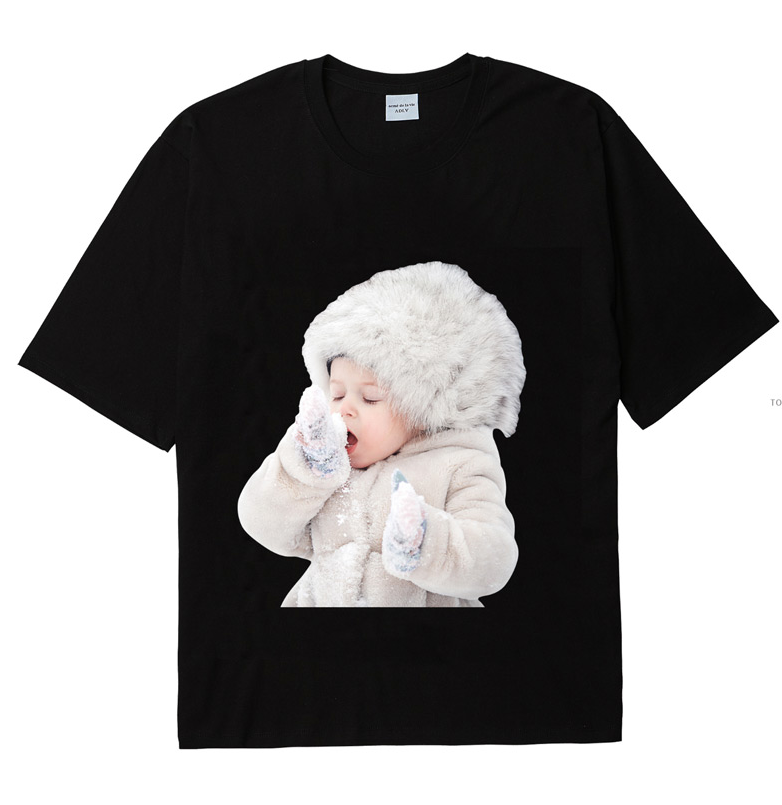 アクメドラビ(acme' de la vie) ADLV BABY FACE SHORT SLEEVE T-SHIRT BLACK SNOW