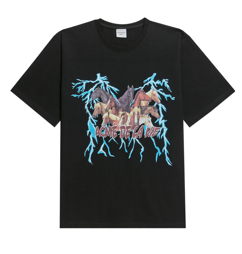 アクメドラビ(acme' de la vie) ADLV HORSE CMYK SHORT SLEEVE T-SHIRT BLACK