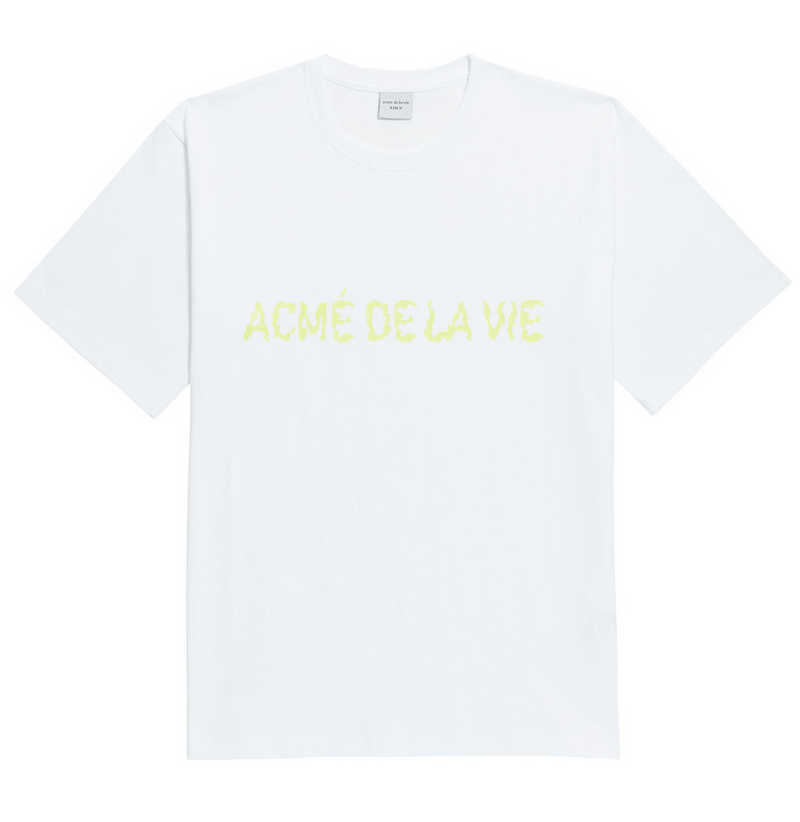 アクメドラビ(acme' de la vie) ADLV NEON LOGO SHORT SLEEVE T-SHIRT WHITE YELLOW