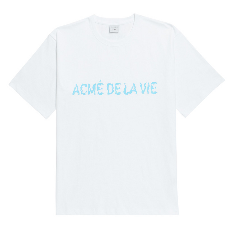 アクメドラビ(acme' de la vie) ADLV NEON LOGO SHORT SLEEVE T-SHIRT WHITE BLUE