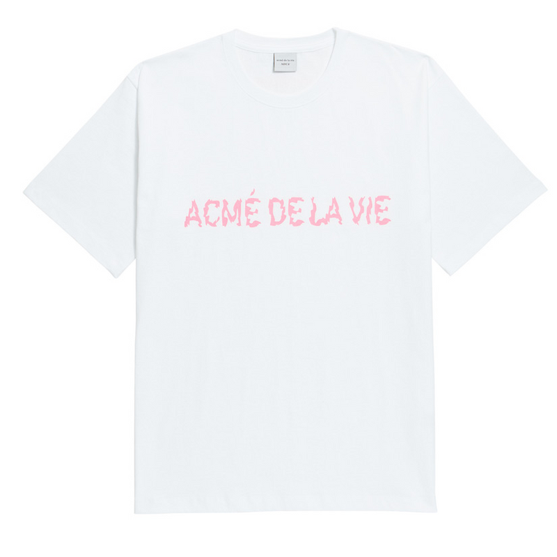 アクメドラビ(acme' de la vie) ADLV NEON LOGO SHORT SLEEVE T-SHIRT WHITE PINK