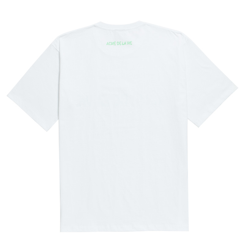 アクメドラビ(acme' de la vie) ADLV NEON LOGO SHORT SLEEVE T-SHIRT WHITE GREEN