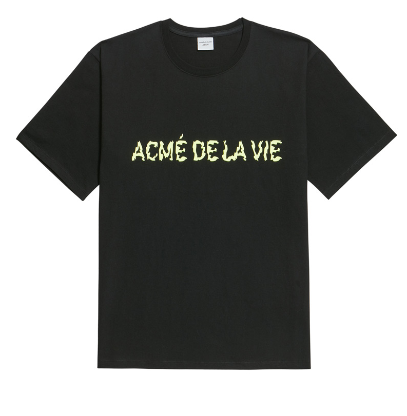 アクメドラビ(acme' de la vie) ADLV NEON LOGO SHORT SLEEVE T-SHIRT BLACK YELLOW
