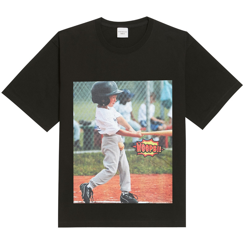 アクメドラビ(acme' de la vie) ADLV WOOPS BASEBALL SHORT SLEEVE T-SHIRT BLACK