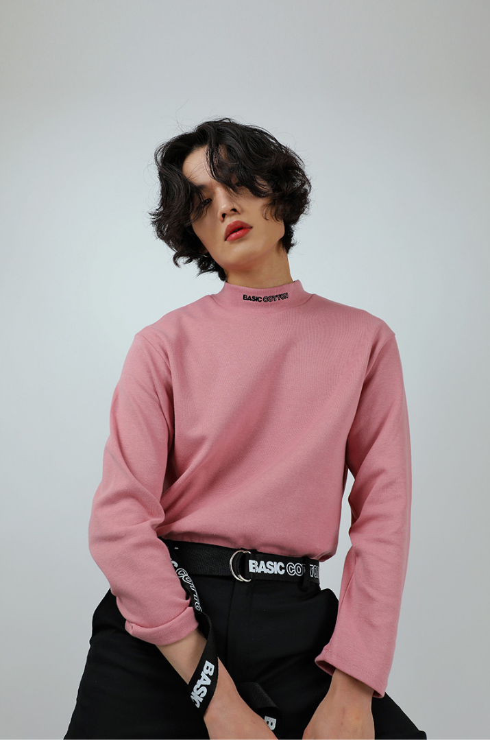 ベーシックコットン(BASIC COTTON) BASIC turtleneck (ピンク)