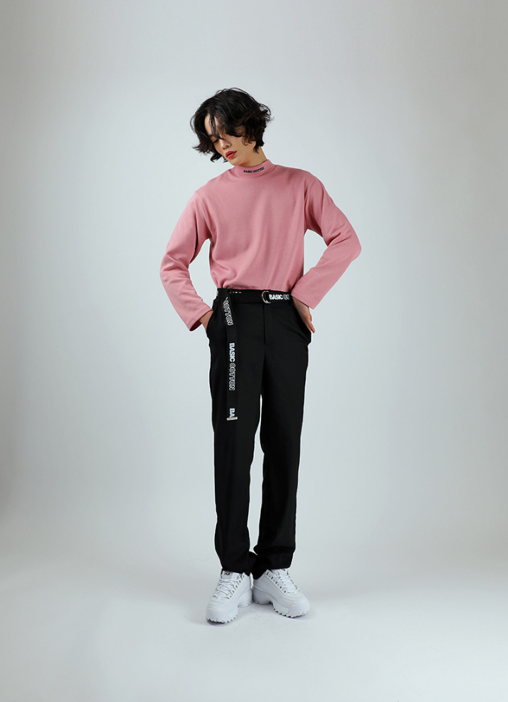 ベーシックコットン(BASIC COTTON) BASIC turtleneck (ピンク)