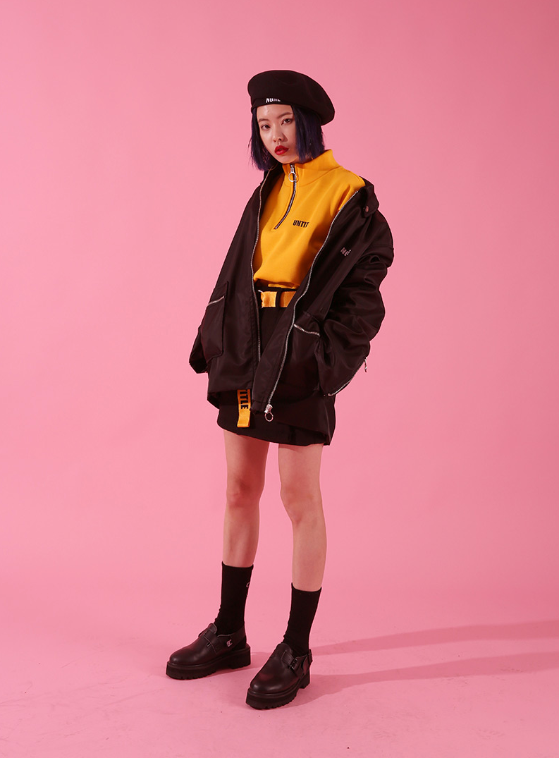 ベーシックコットン(BASIC COTTON) None Zipper Jacket (ブラック)