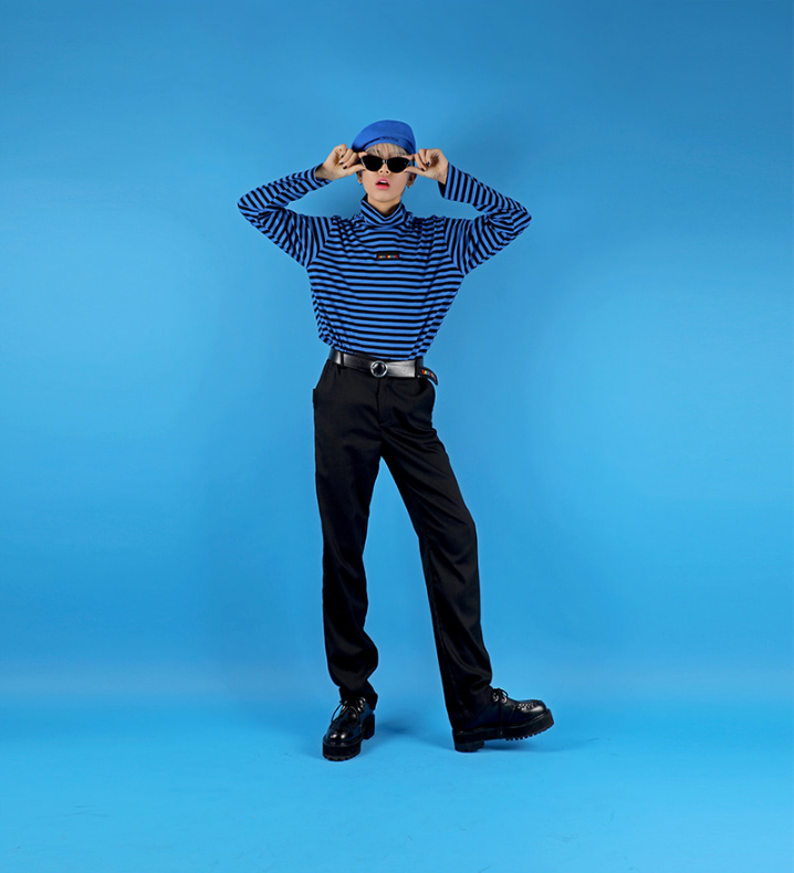 베이직코튼(BASIC COTTON) Basic Stripe turtleneck (블루)