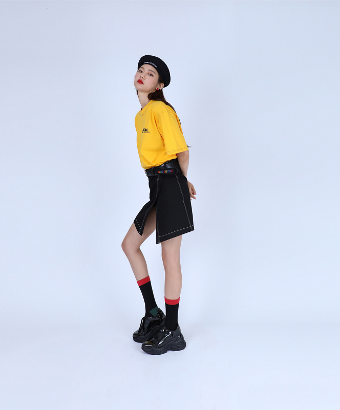 베이직코튼(BASIC COTTON) Basic Stitch Skirt (블랙)