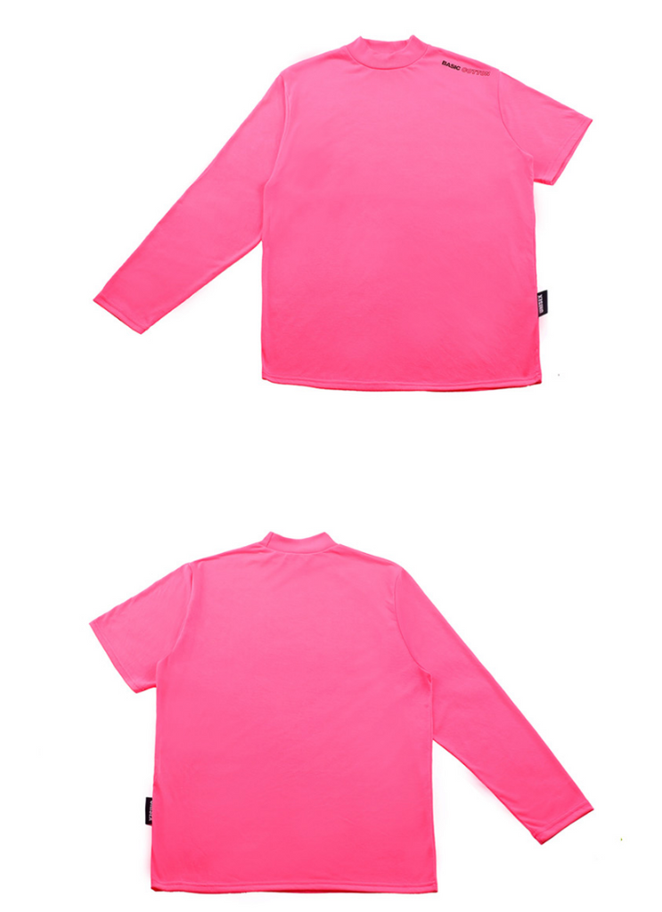 ベーシックコットン(BASIC COTTON) Basic Long Half Sleeve Shirt (ピンク)