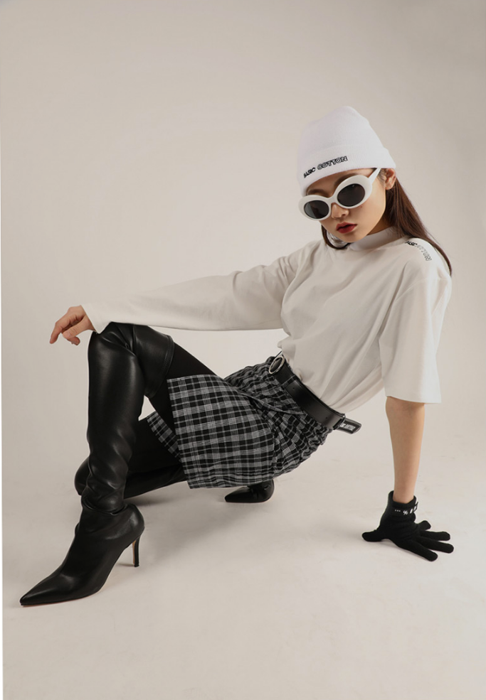 ベーシックコットン(BASIC COTTON) Basic Long Half Sleeve Shirt (ホワイト)