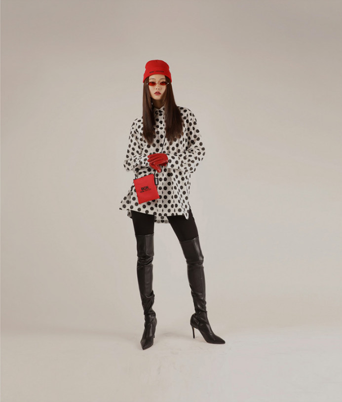 베이직코튼(BASIC COTTON) Basic Polka dot Shirt (화이트)