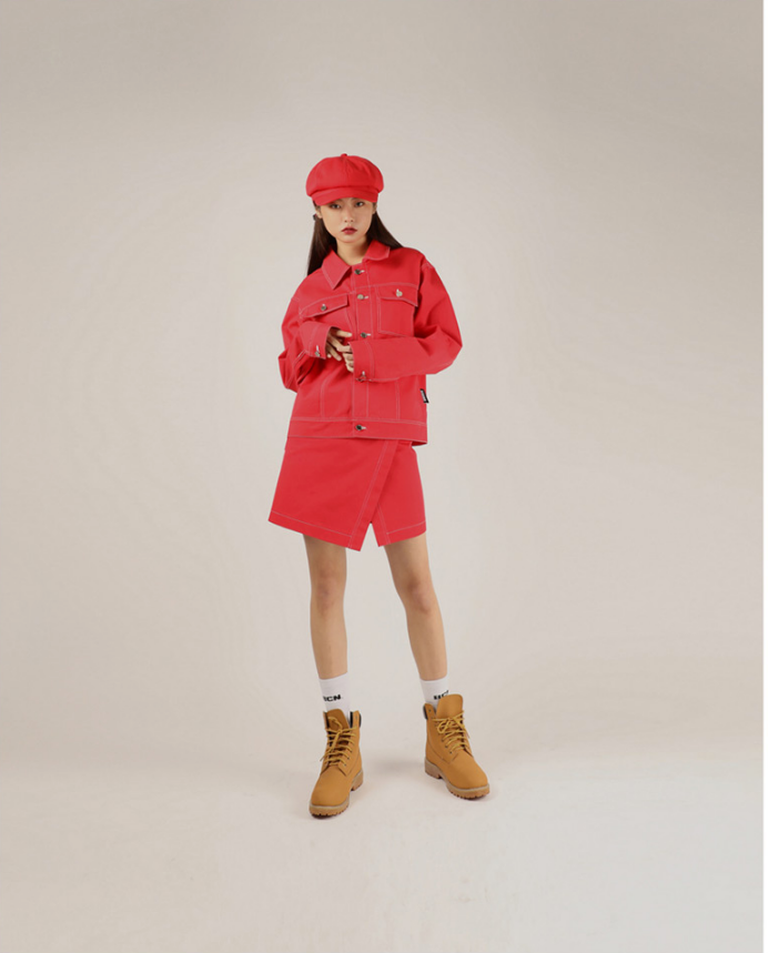 베이직코튼(BASIC COTTON) Basic Stitch Jacket (레드)