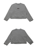 ベーシックコットン(BASIC COTTON) Basic Stripe Sweatshirt (ホワイト)