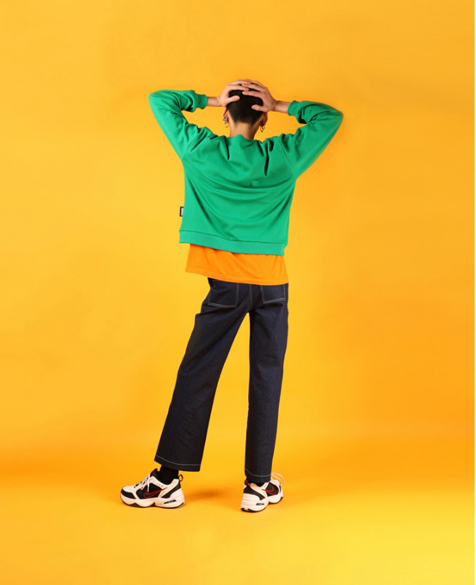 ベーシックコットン(BASIC COTTON) Androgynous Sweatshirt (グリーン)
