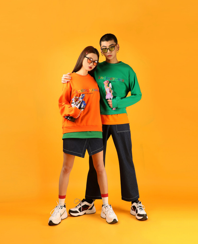 ベーシックコットン(BASIC COTTON) Androgynous Sweatshirt (グリーン)