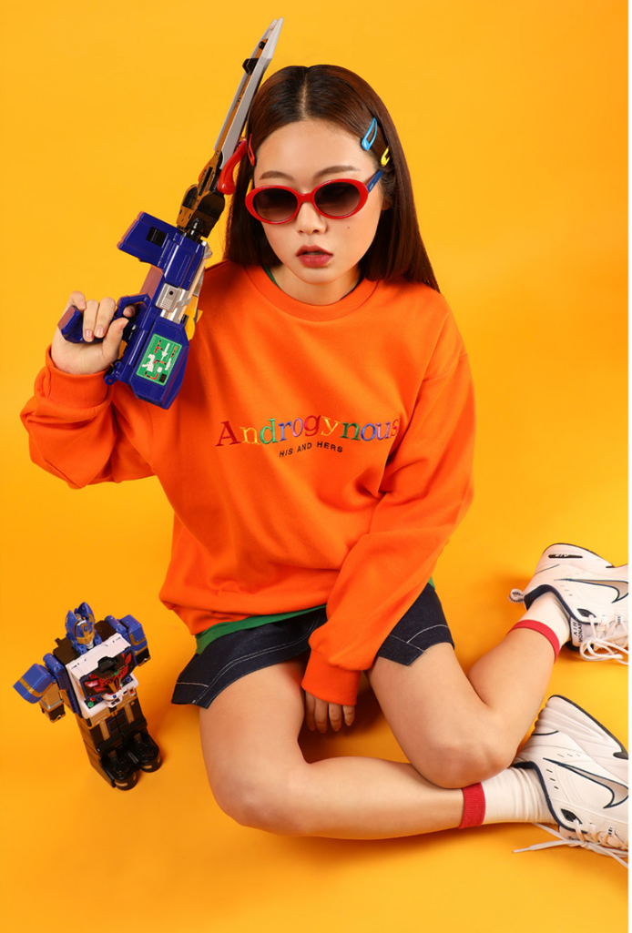 베이직코튼(BASIC COTTON) Androgynous Sweatshirt (오렌지)