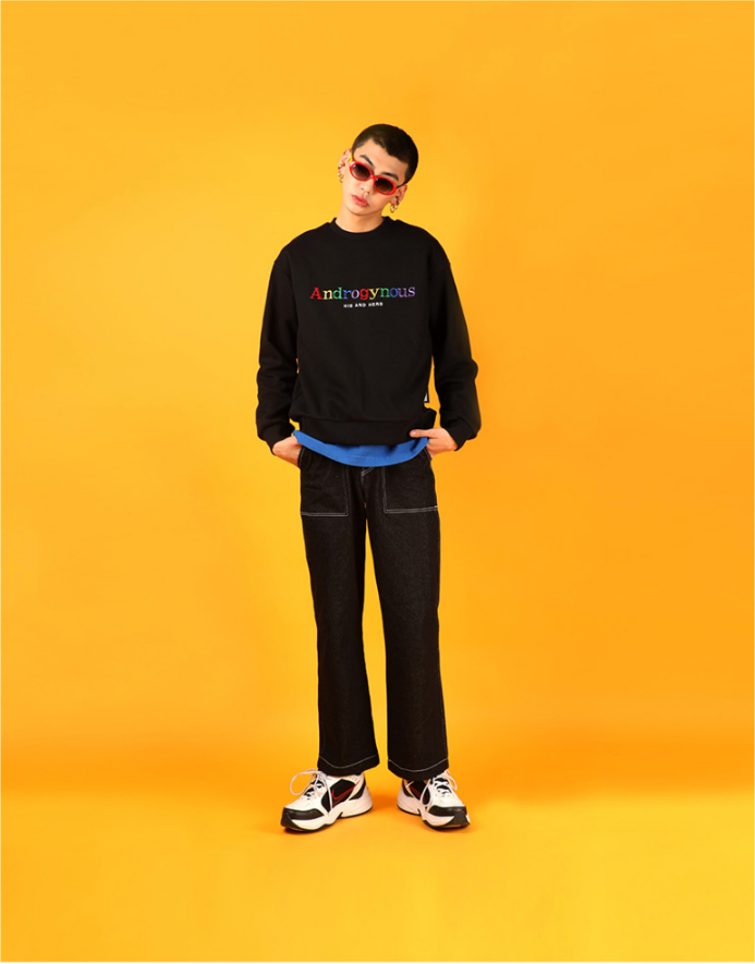 베이직 코튼(BASIC COTTON) Androgynous Sweatshirt (블랙)