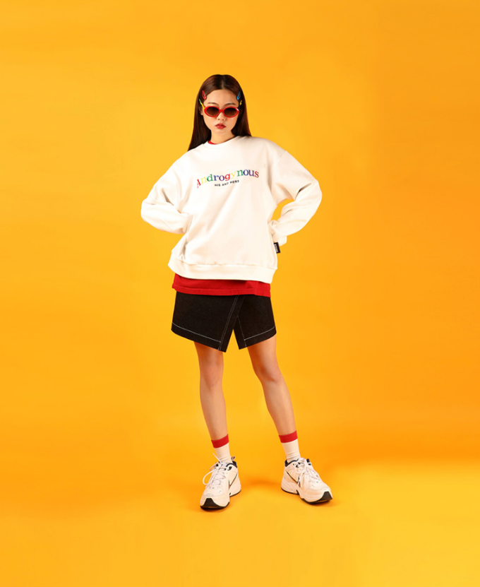 베이직 코튼(BASIC COTTON) Androgynous 맨투맨 (화이트)