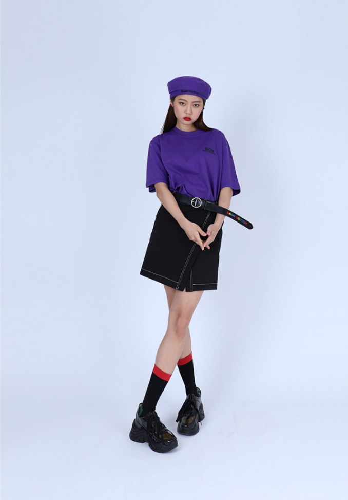 ベーシックコットン(BASIC COTTON) BCN STITCH HALF TOP PURPLE