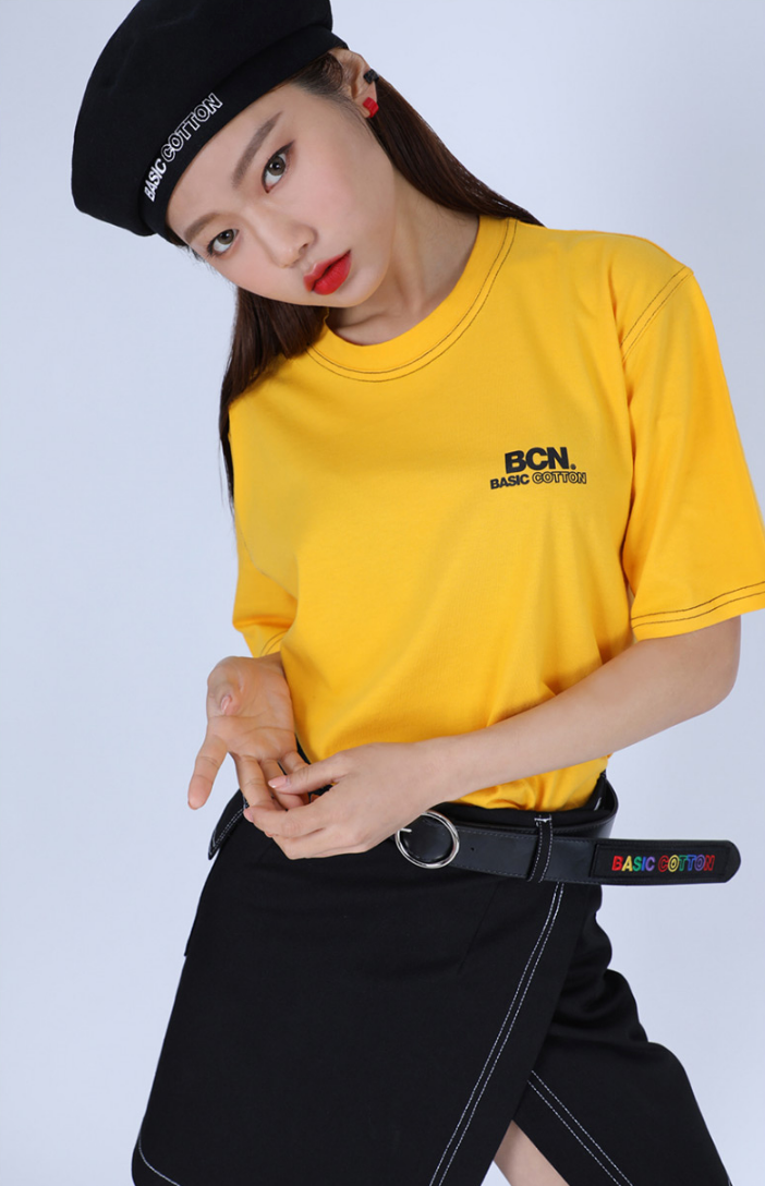 ベーシックコットン(BASIC COTTON) BCN STITCH HALF TOP YELLOW