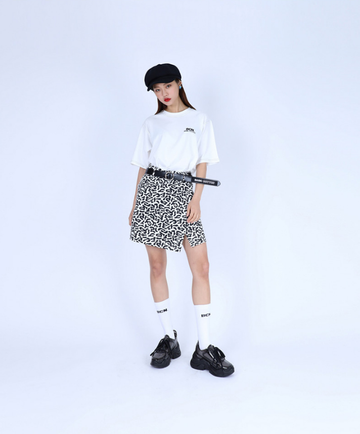 ベーシックコットン(BASIC COTTON) BCN STITCH HALF TOP WHITE