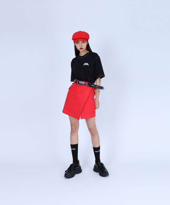 ベーシックコットン(BASIC COTTON) Basic Leather Belt (レッド)