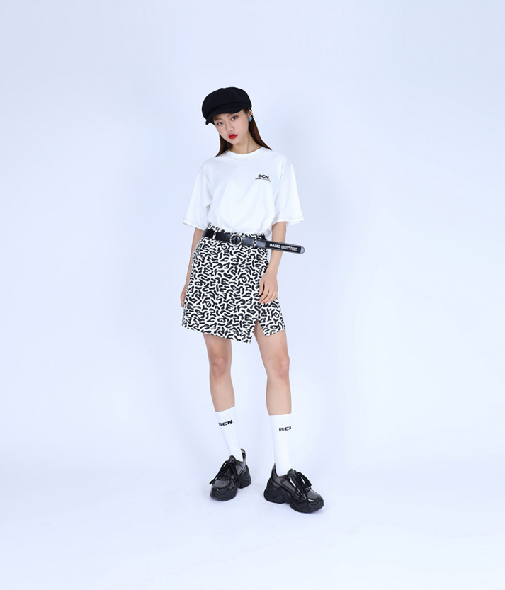 ベーシックコットン(BASIC COTTON) Basic Stitch Skirt (ホワイト)