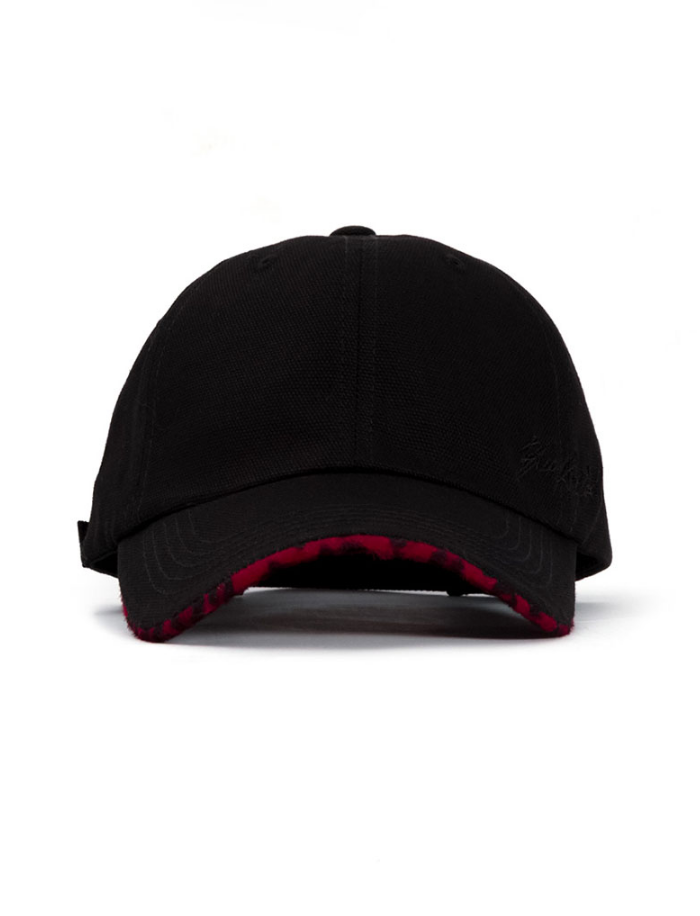 ブラックブロンド(BLACKBLOND) BBD Script Logo Calf Leopard Cap (Black/Red)