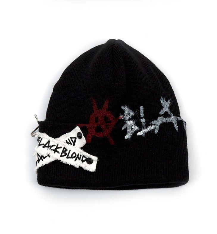 ブラックブロンド(BLACKBLOND) BBD Graffiti Logo Patch Beanie (Black)