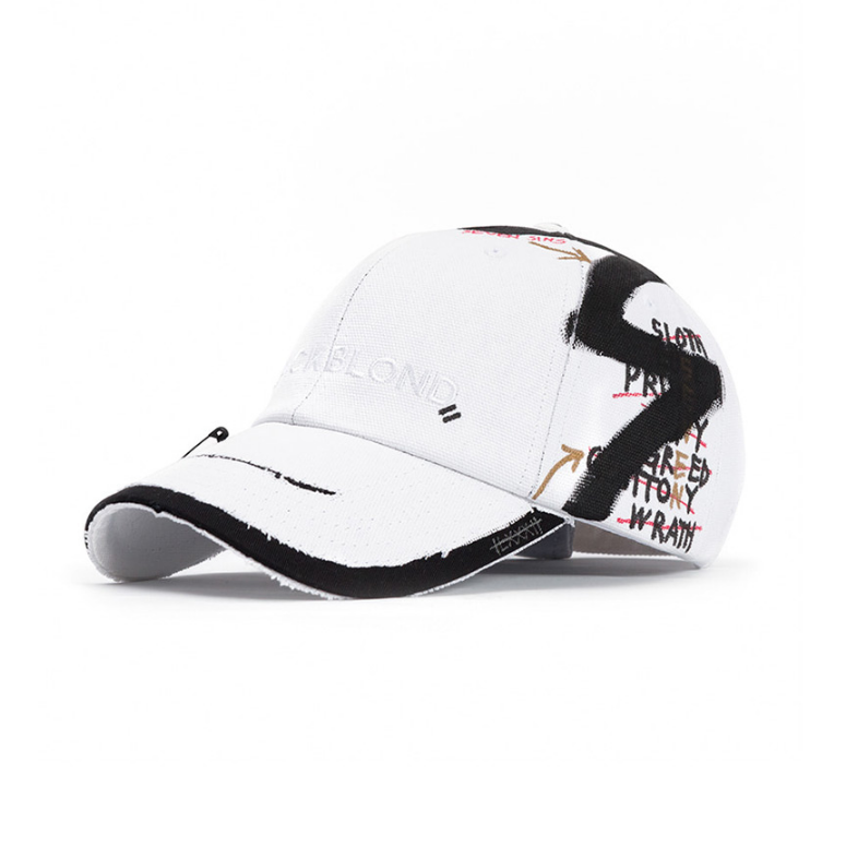 ブラックブロンド(BLACKBLOND) BBD Solid Oxford 7 Sins Graffiti Cap (ホワイト)