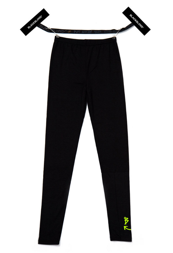 ブラックブロンド(BLACKBLOND) BBD Smile Logo Leggings (Black/Neon Yellow